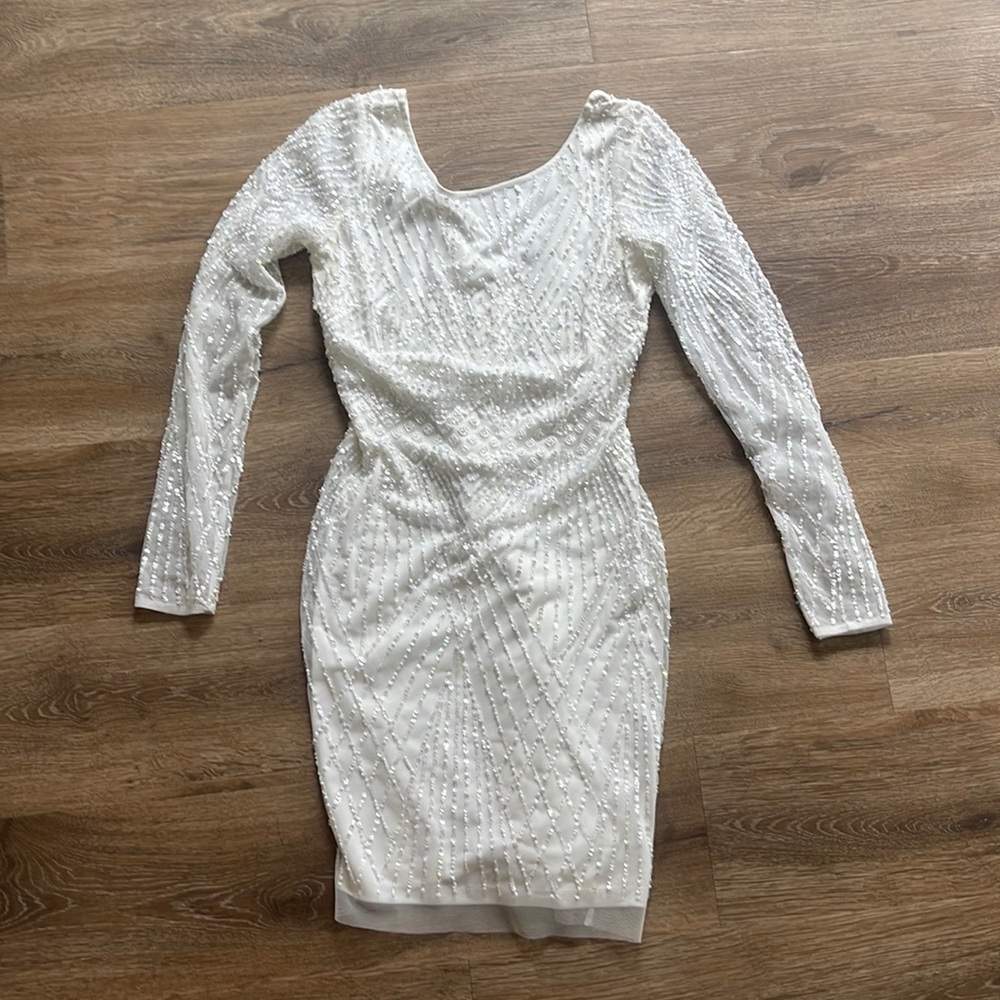 Aidan Mattox Sequins White Dress - size 2